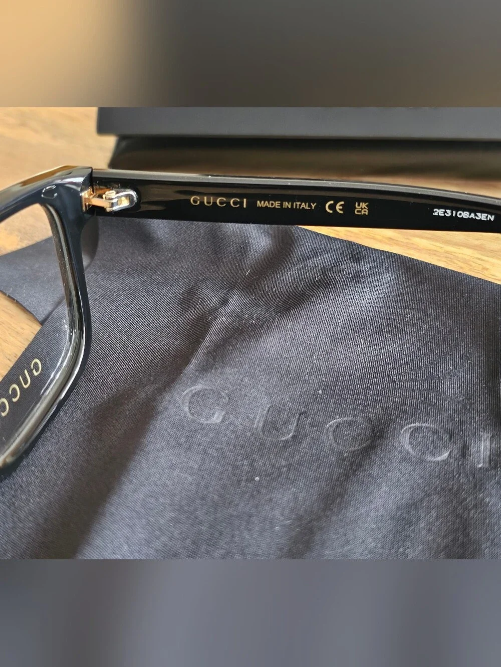 Gucci Men's Black Rectangular Optical Glasses